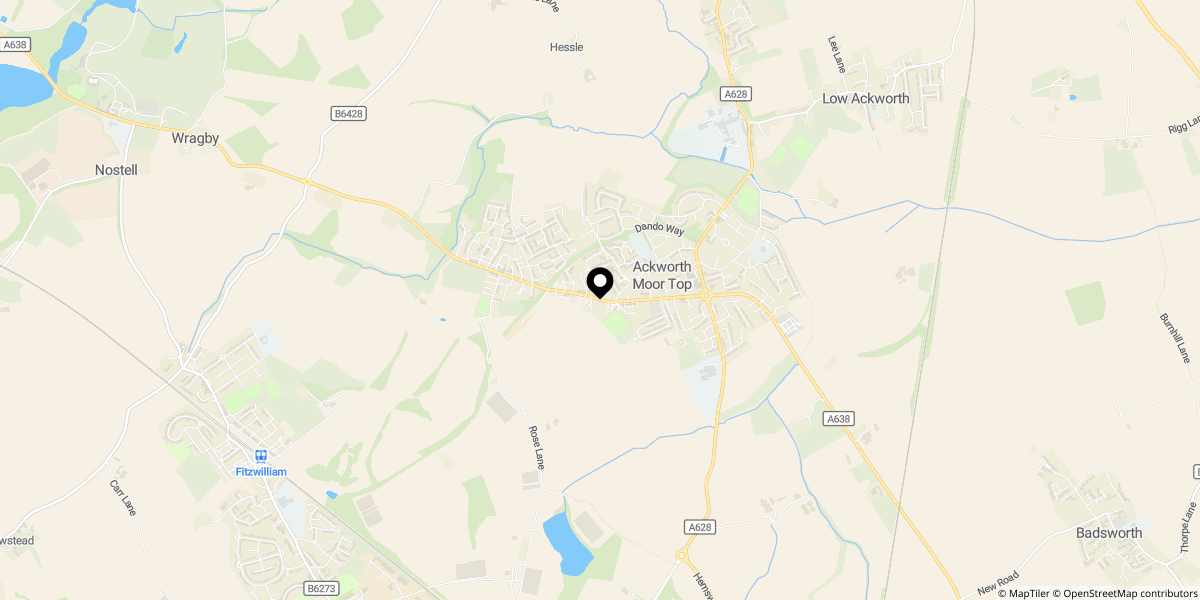 Approximate location of Wakefield Road, Ackworth, WF7