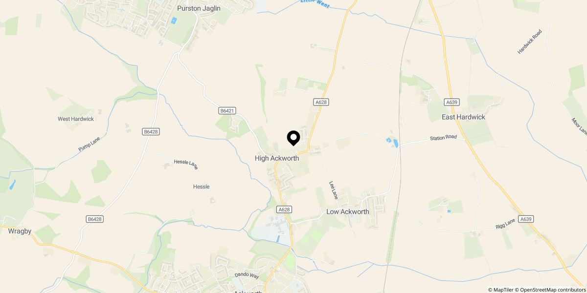 Approximate location of Beech Drive, High Ackworth, WF7