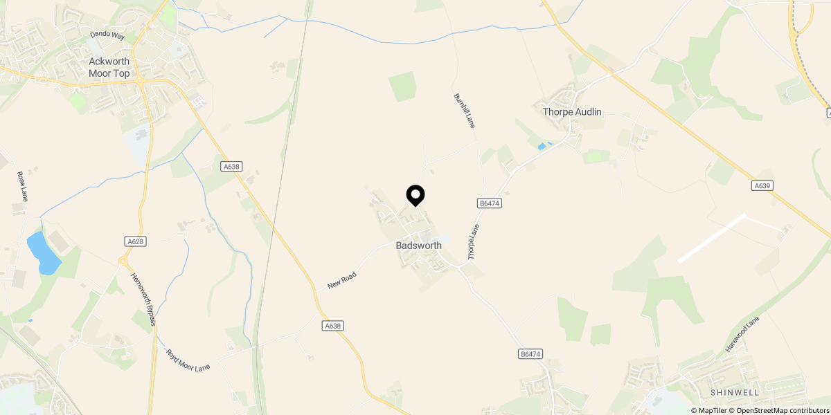 Approximate location of Saddlers Grove, Badsworth, WF9