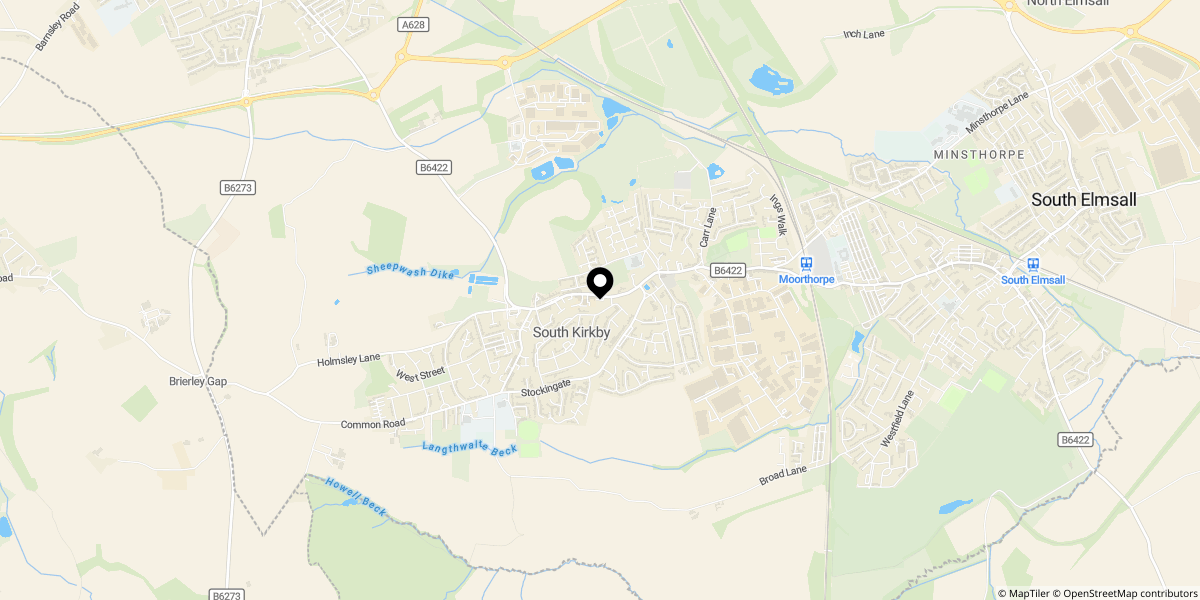 Approximate location of Park Avenue, South Kirkby, WF9