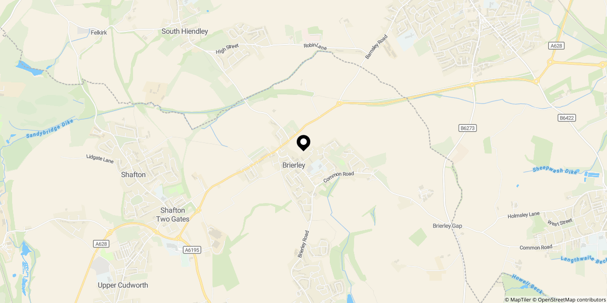 Approximate location of Church Street, Brierley, Barnsley, S72