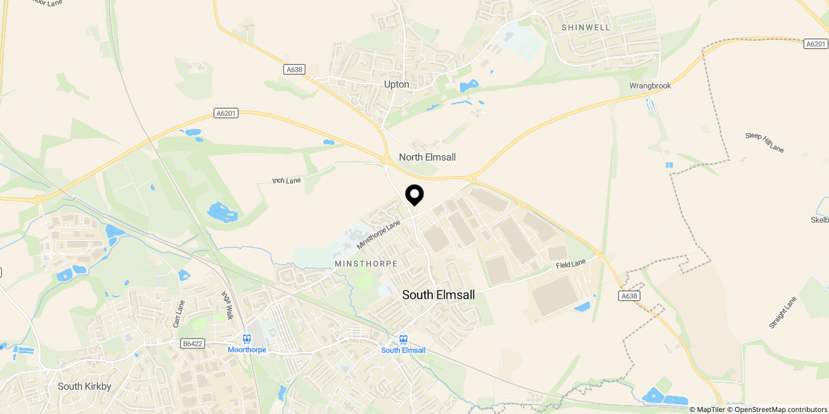 Approximate location of Minsthorpe Lane, South Elmsall WF9 
