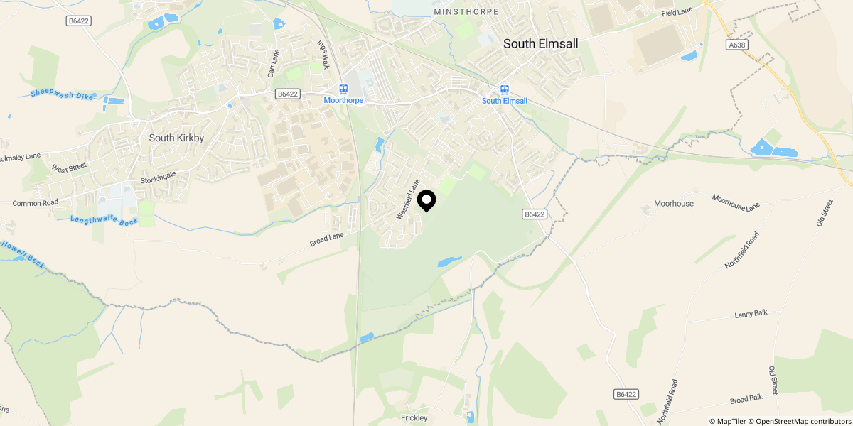 Approximate location of Dunsil Villas, South Elmsall, WF9