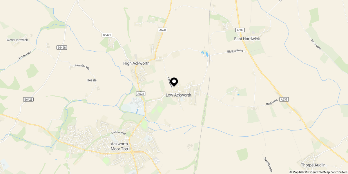 Approximate location of The Courtway, Ackworth,WF7
