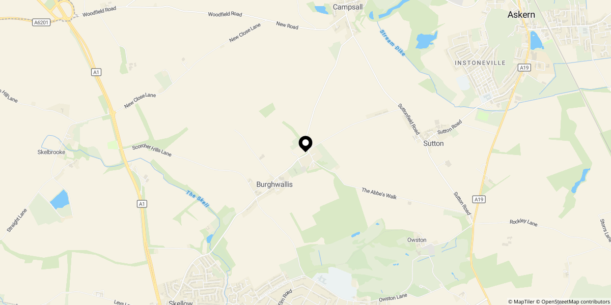 Approximate location of The Abbes Walk, Burghwallis, DN6