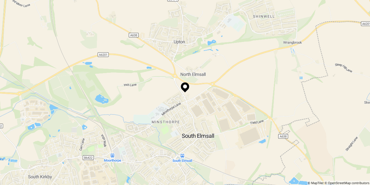 Approximate location of Minsthorpe Lane, South Elmsall WF9 